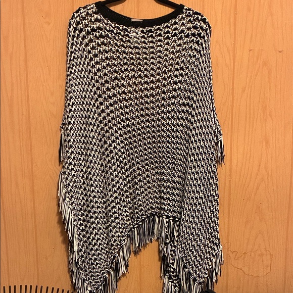 Chico's Other - Chico's Black and White Knit Poncho
